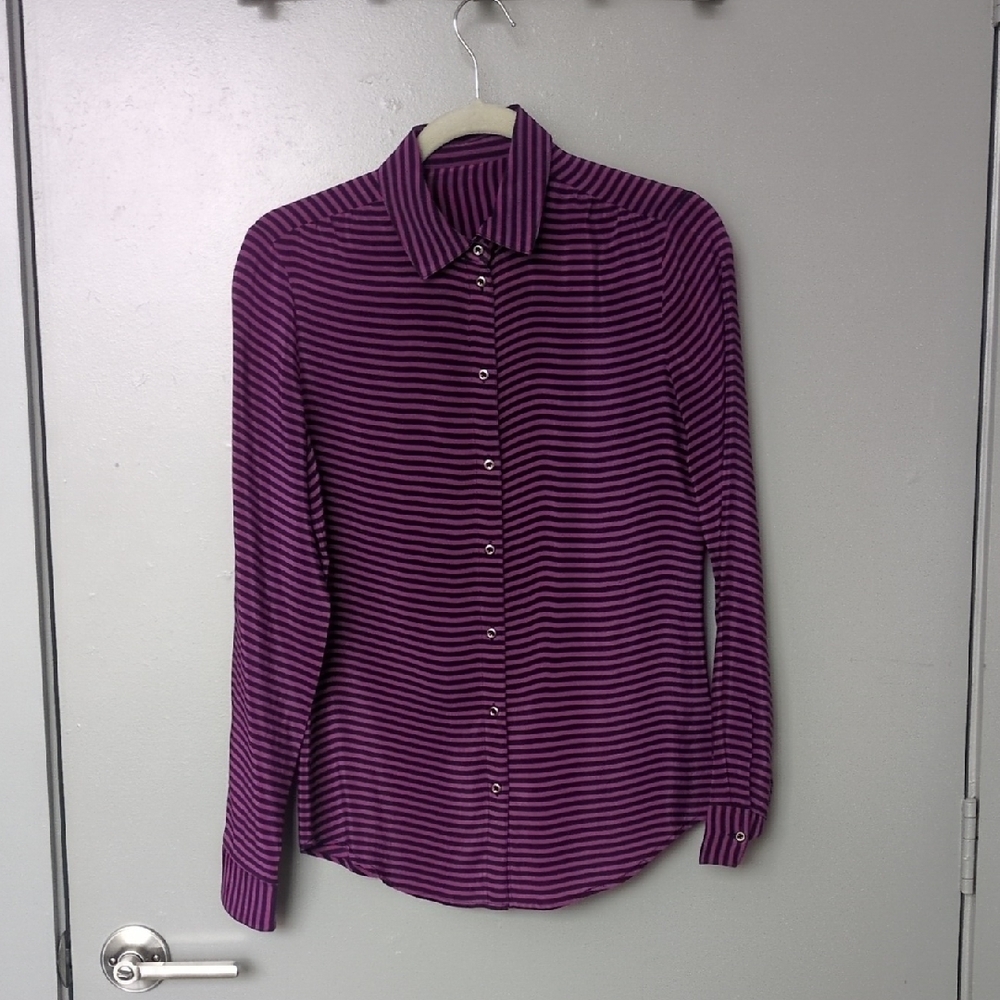 Banana Republic Purple Striped Blouse